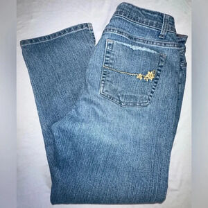 Kikit Jeans Embroidered Medium Wash Blue Denim Size Women’s 6 | 23in inseam